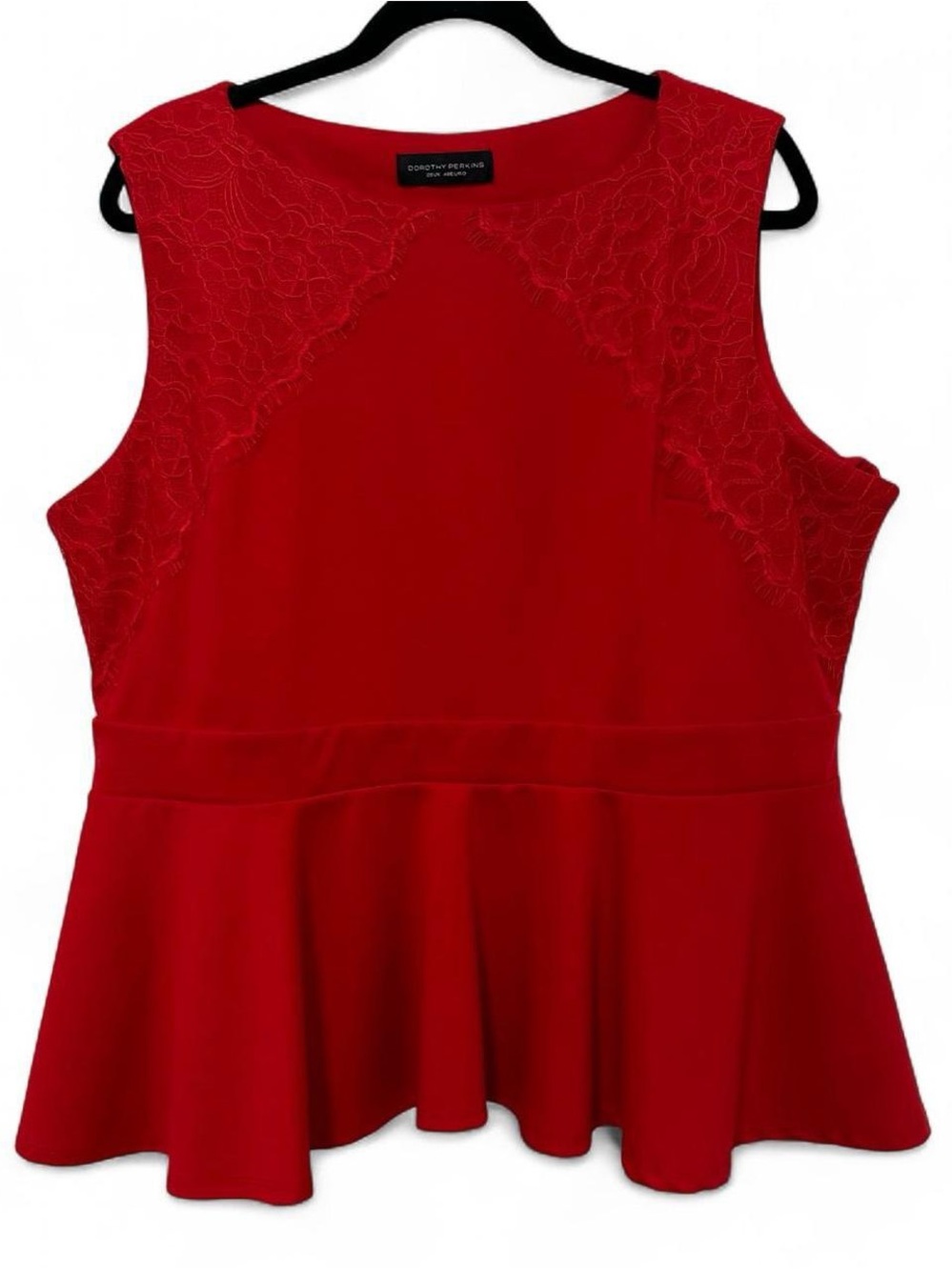 Dorothy Perkins Red Lace-Trim Peplum Tank